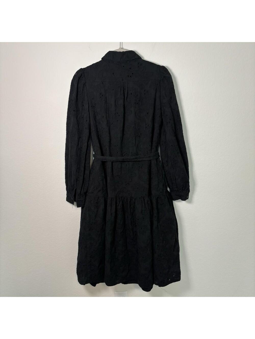 Rachel Parcell Black Eyelet Dress Women’s M Old Money Classy Modest 100% Cotton - Picture 4 of 7